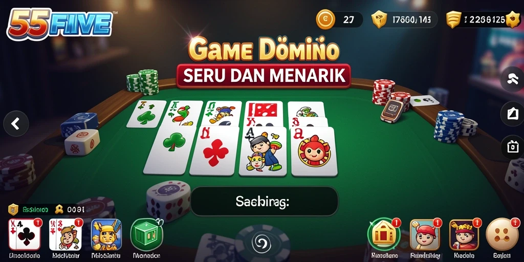 Tampilan menarik dari gameplay Domino di 55FIVE.