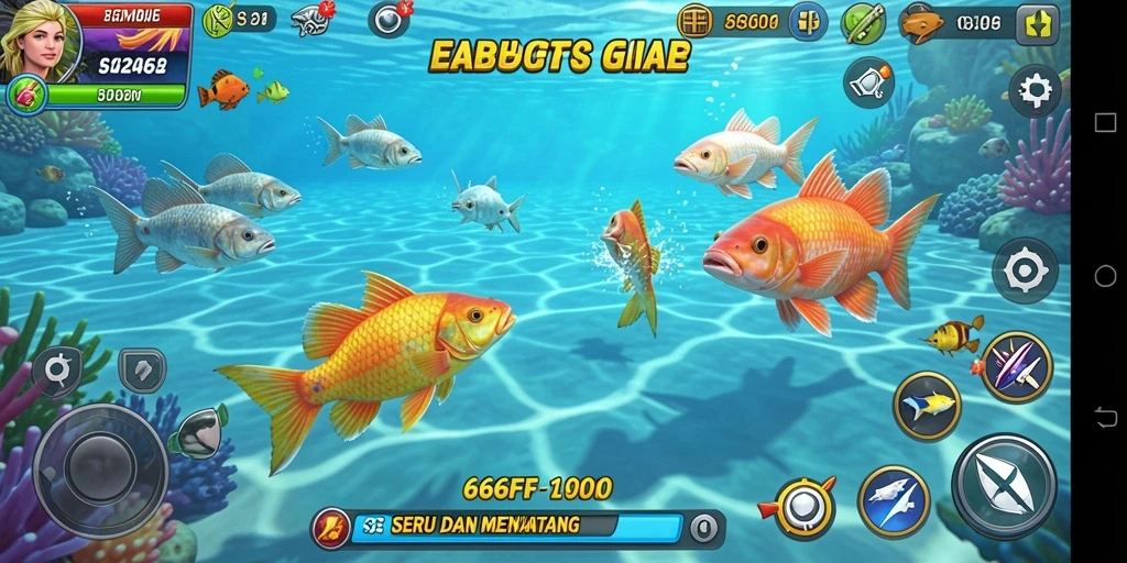 Screenshot menampilkan aksi seru dalam game Tembak Ikan.