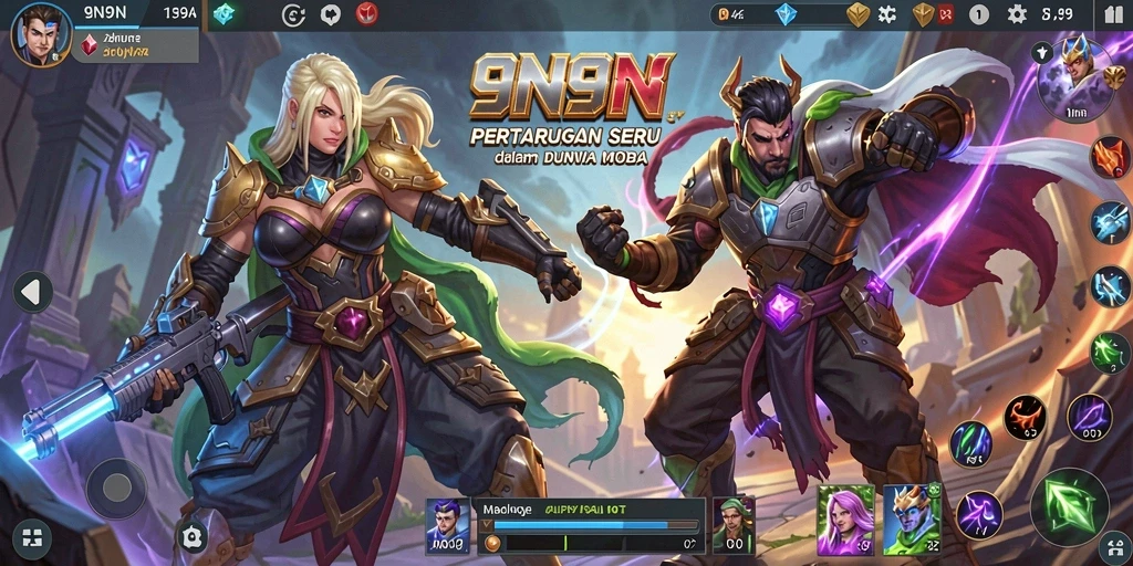 Tangkapan layar gameplay <strong>9N9N</strong> yang menampilkan pertarungan seru antar tim.