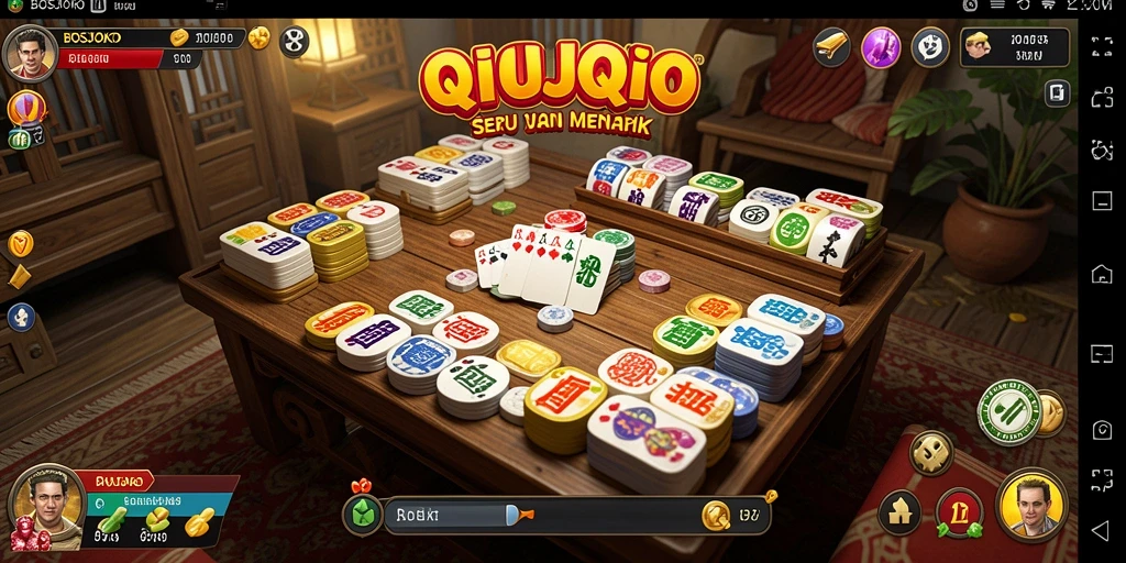 Screenshot gameplay utama BOSJOKO menampilkan suasana bermain QiuQiu yang mendebarkan.