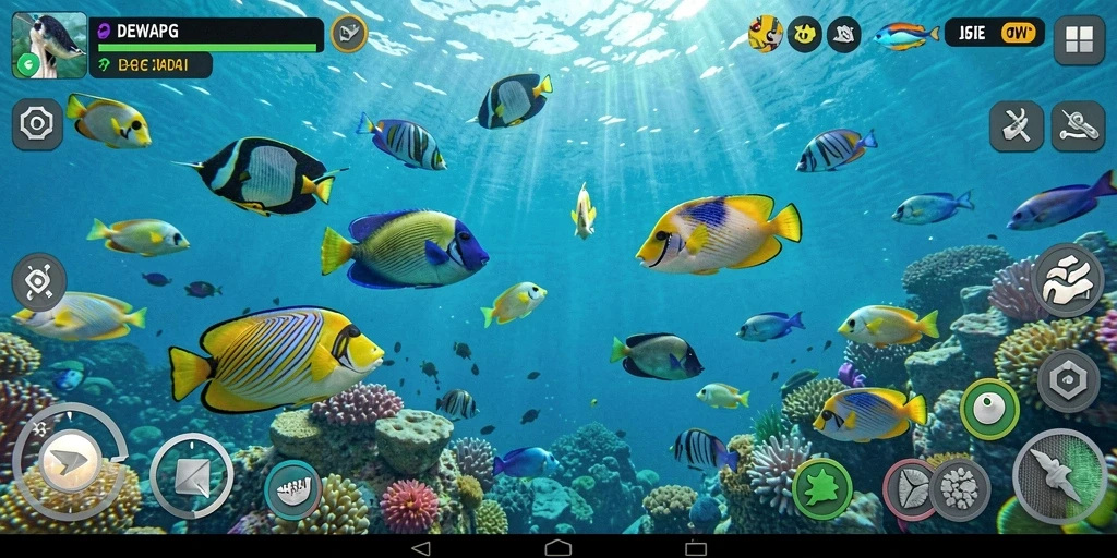Tampilan gameplay menarik dari DEWAPG saat menembak ikan.