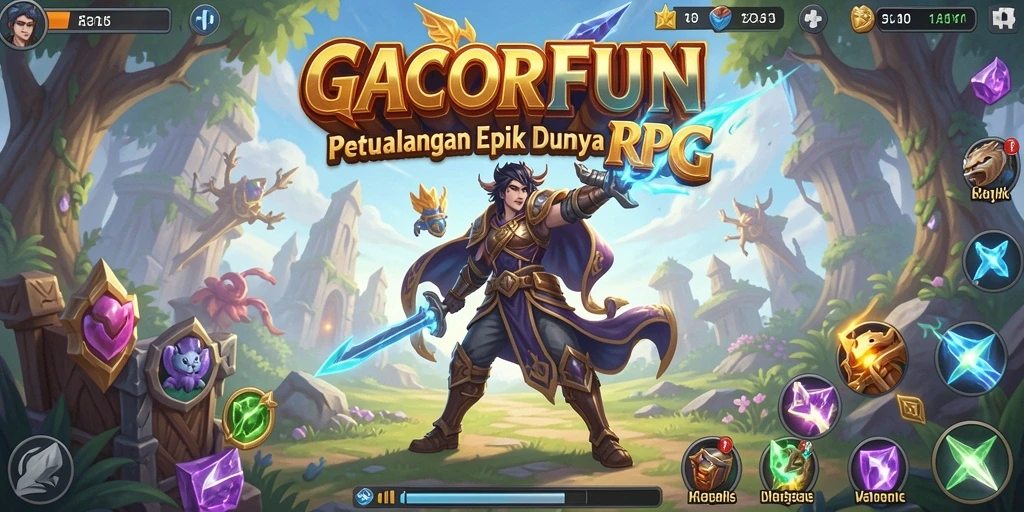 Tampilan gameplay seru GACORFUN dalam dunia RPG yang menakjubkan.