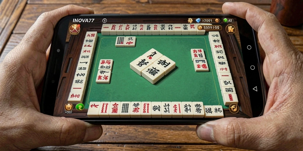 Tampilan gameplay menarik dalam INOVA77 yang penuh strategi Mahjong.