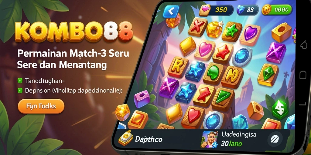 Tangkapan layar KOMBO88 menampilkan gameplay Match-3 yang seru.