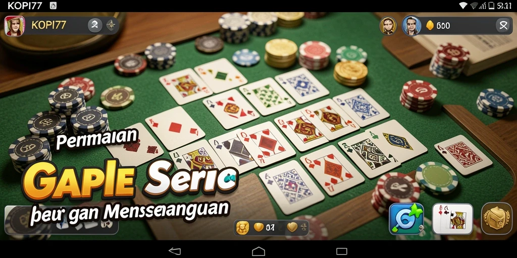 Screenshot gameplay KOPI77 menampilkan aksi seru dalam permainan Gaple.