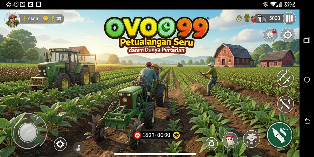 Screenshot dari gameplay OVO99 yang menunjukkan keindahan pertanian.