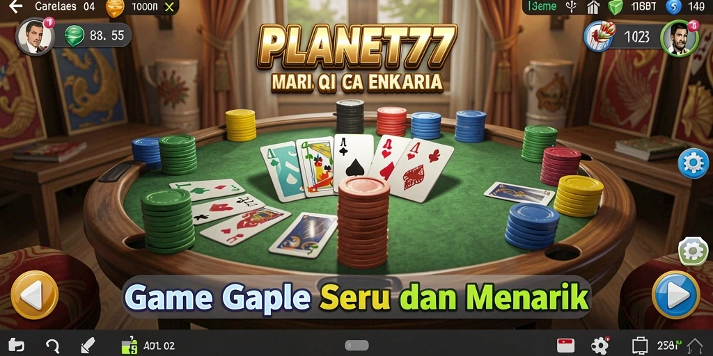 Tampilan gameplay seru Gaple di PLANET77.