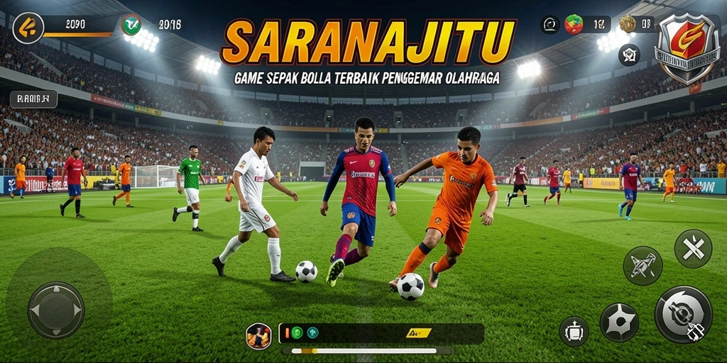 Tampilan gameplay SARANAJITU yang menarik dengan aksi sepak bola mendebarkan.