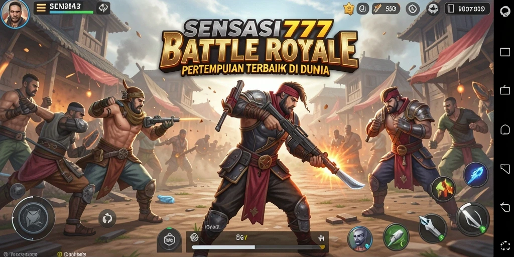 Screenshot gameplay SENSASI777 dengan aksi mendebarkan dalam pertarungan Battle Royale.