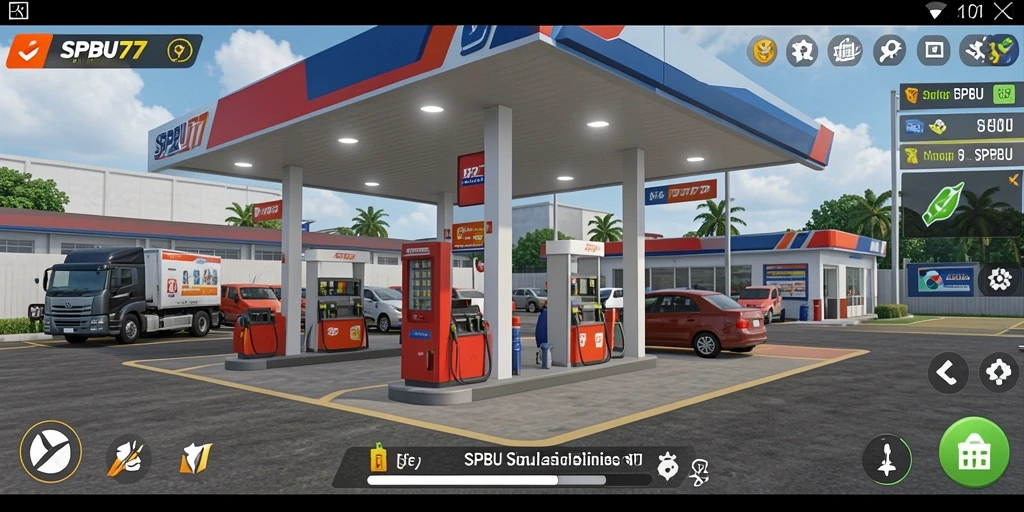 Screenshot gameplay SPBU77 menampilkan manajemen SPBU yang seru.