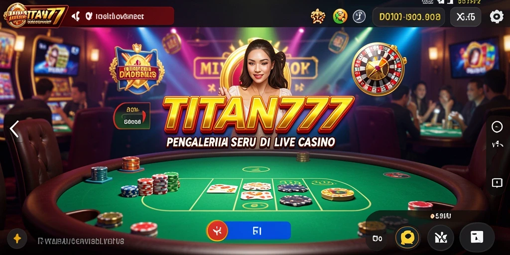 Screenshot utama menunjukkan dealer langsung dan meja permainan yang memukau.